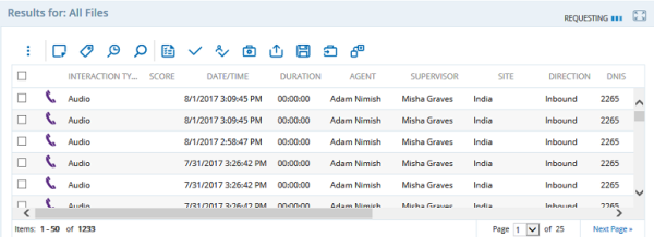 Evaluator Search Results window